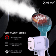 SALAV® Quicksteam Travel Garment Steamer with 10-Second Heating Time and Brush Creaser Attachment in Peri