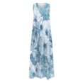 thumbnail image 3 of Gibobby Vestido largo de verano para mujer Vestido largo adecuado para mujer, vestido largo elegante suelto a la moda de verano para mujer, vestidos florales (Azul,M), 3 of 5
