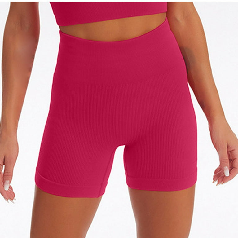 YYDGH Workout Yoga Shorts for Women, 3 Inches High Waisted Soft Spandex  Biker Shorts Women Dance Volleyball Booty Shorts Hot Pink L 