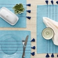 thumbnail image 2 of Contemporary Home Living Stripe Quintet Cotton Placemats with Mini Tassels - 19" - Egyptian Blue -, 2 of 3