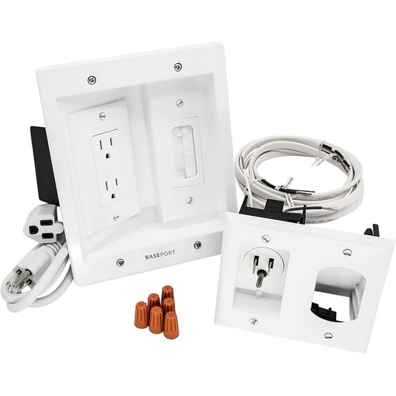 BASEPORT In Wall Cable Management Kit, TV Cord Hider for Wall Mounted TV with Recessed Outlet