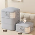 thumbnail image 1 of Uuiauoio Large Capacity Comforter Storage Bags - 3-Layer Ultra Space Saving Self Compression Organizer, With Zipper Window, Washable and Tear Resistant, For Blanket, Pillow and Seasonal Storage, 1 of 7