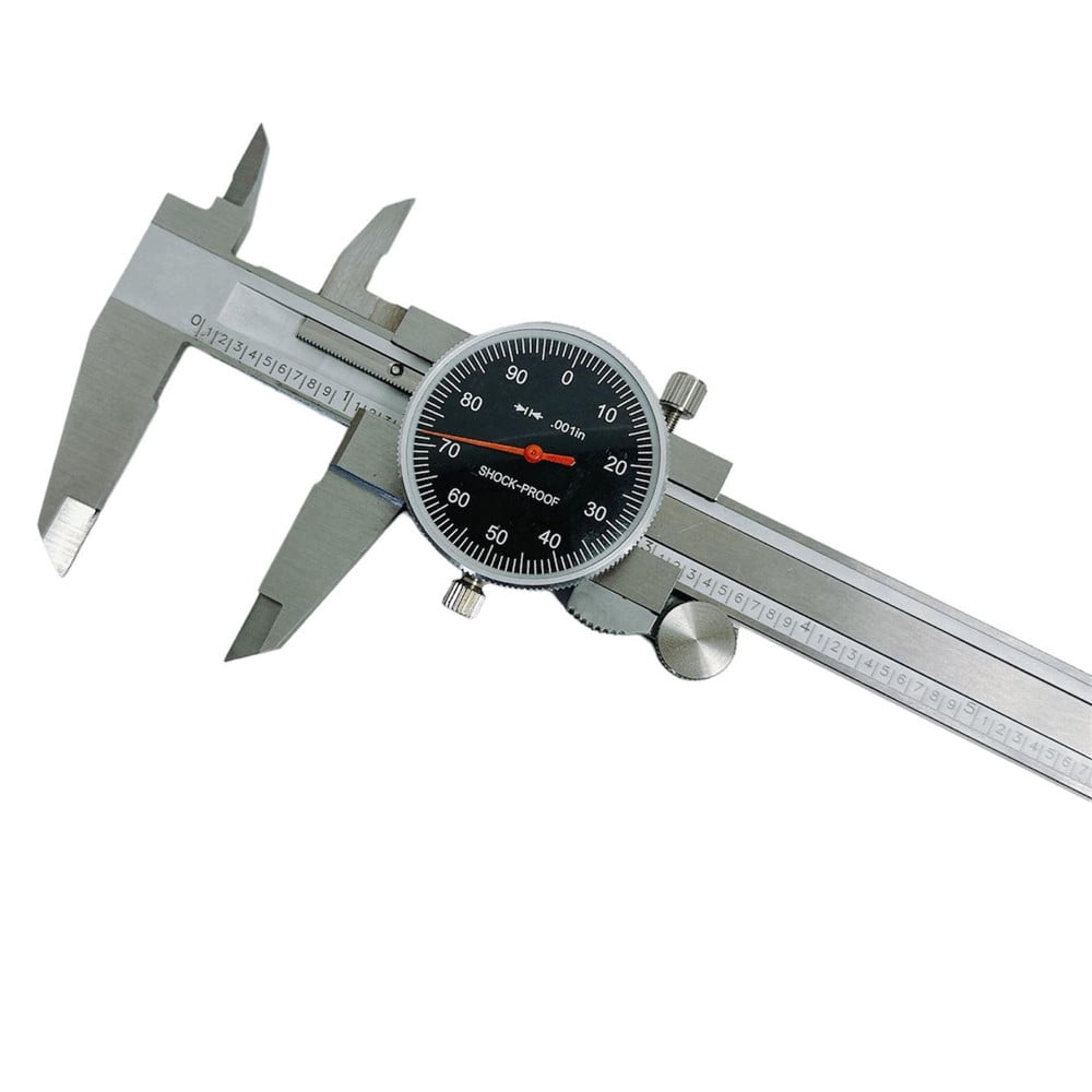 0-6" Stainless Steel Shock Proof Dial Caliper .001" Graduation Black Face