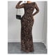 thumbnail image 3 of Vestido BEAUDRM ajustado de malla transparente con estampado de leopardo para mujer, 3 of 7