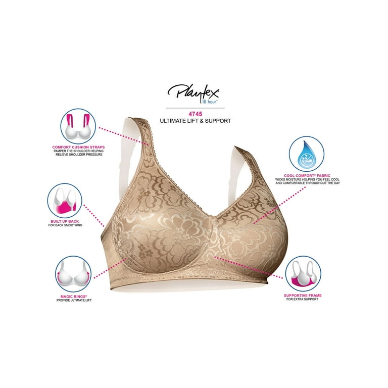 Playtex 18 Hour Ultimate Lift & Support Wireless Bra Toffee 38D Women's