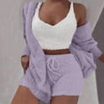 thumbnail image 1 of Conjunto de pijama de dos piezas de manga larga con capucha y chaquetas informales para mujer, de terciopelo de doble cara, con capucha, de manga larga, con pantalones cortos y chaqueta, abrigo y pant, 1 of 6