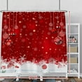 thumbnail image 2 of Red Christmas Bauble Shower Curtain Set Decorative Red White Baubles Snowflake Happy New Year Xmas Merry Christmas Shower Curtain with Hooks for 84x72 Inches Bathroom Bath Decors Waterproof, 2 of 5