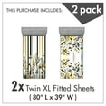 thumbnail image 3 of Ambesonne Botanical Fitted Sheet Set 2 Pack All-Round Elastic, Flowers Birds and Stripes, Twin XL Size, Earth Yellow Sage Green, 3 of 3