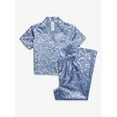 thumbnail image 4 of Justice Girls Satin Short Sleeve Button Front Sleep Top and Sleep Pants, 2-Piece, Sizes 5-18 & Plus, 4 of 4