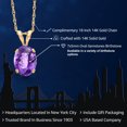 thumbnail image 2 of Gem Stone King 0.75 Ct Oval Checkerboard Purple Amethyst 14K Yellow Gold Pendant with Chain, 2 of 6