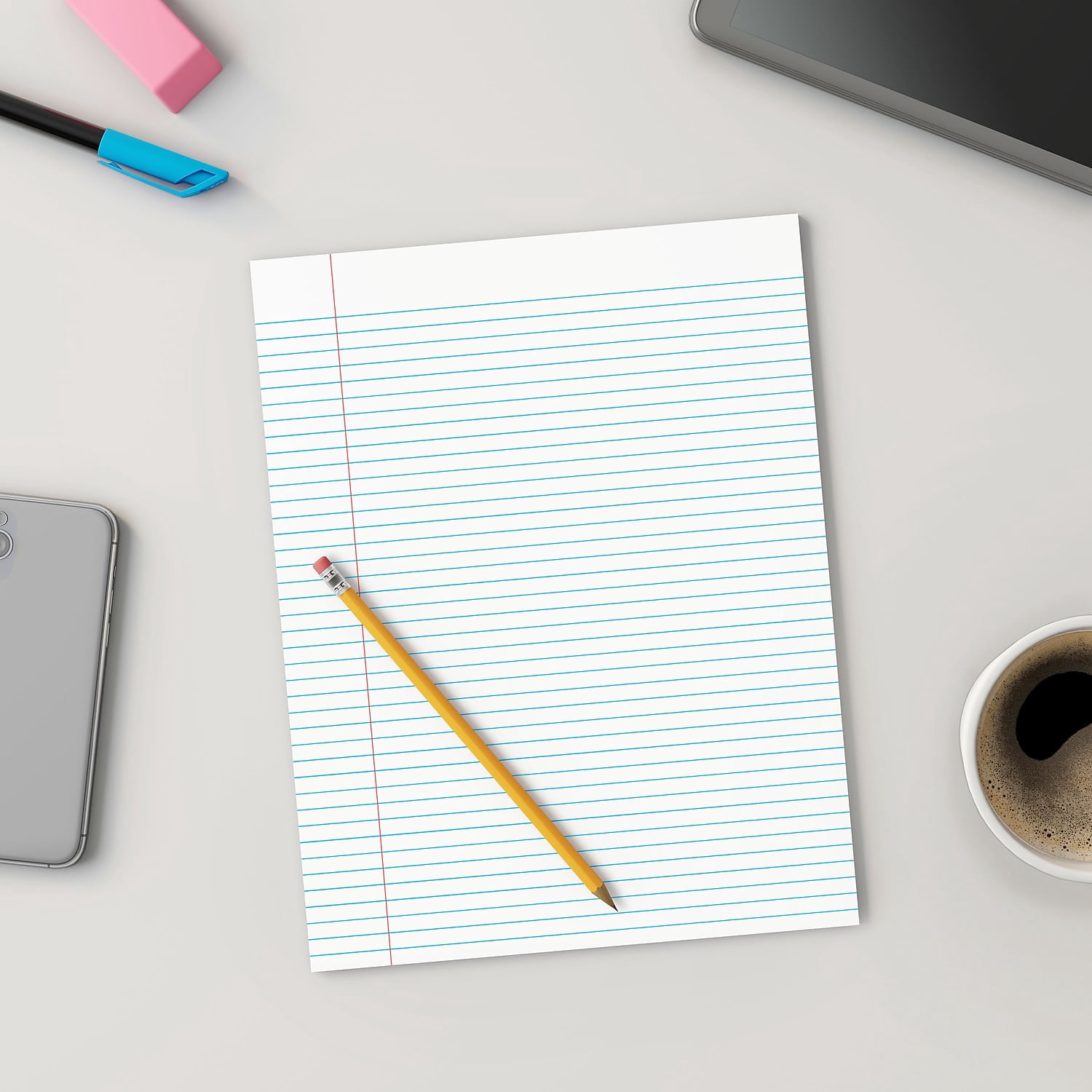 Staples Notepads 8.5" x 11" (US letter) Narrow Ruled White 50 Sheets/Pad 24/Carton ST57420/TR574VS