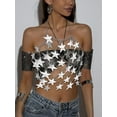 thumbnail image 3 of HLSOHJP Women Sequins Crop Top Stars Chest Bikini Halter Body Chain Jewerly for Festival Party Outfit Top, 3 of 6