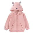 thumbnail image 3 of Lkhaha Essentials Girls Toddlers Jacket Solid Color Cute Bear Ears Hooded Zipper Hoodie Sweatshirt Casual Jackets Size 2-3 Years, 3 of 7