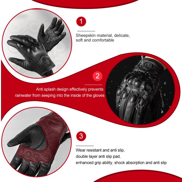 Guantes de cuero BSDDP para hombres Motociclistas resistentes al impacto pantalla sensible