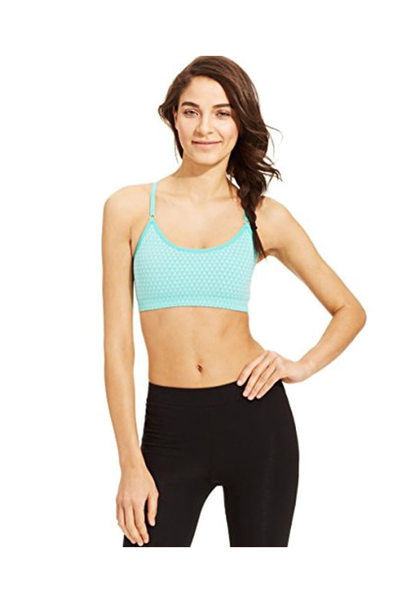 Womens Chevron-Print Seamless Low-Impact Sports Bra,Green Goddess,S