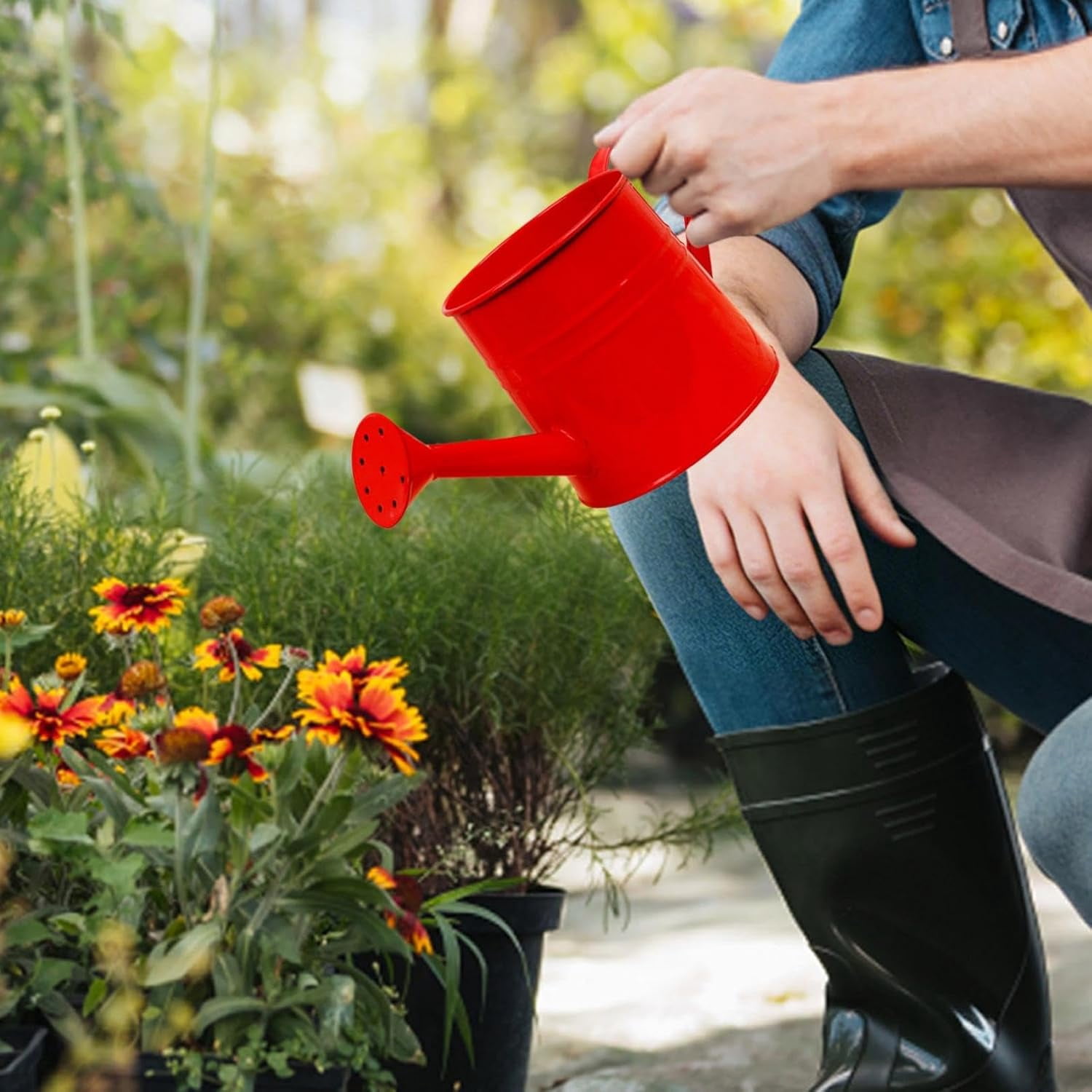 Watering Can Gardening Tool Accessories, Sprinkling Can 1L Metal Flower Garden Watering Can for Outdoor Indoor Plants Lawn Garden
