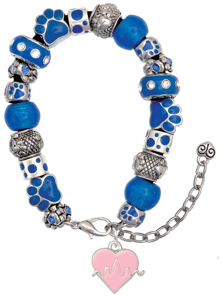 Pink heart bead bracelet necklace & earrings