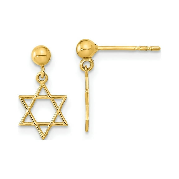 FJC Finejewelers 14 kt Yellow Gold Polished Star of David Post Dangle Earrings 13 x 7 mm