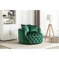 thumbnail image 7 of Swivel Barrel Chair, 360° Swivel Velvet Upholstered Lounge Sofa Chair with 3 Movable Pillows and Metal Base, Modern Leisure Club Chair Round Single Sofa for Living Room and Bedroom, Emerald, 7 of 7
