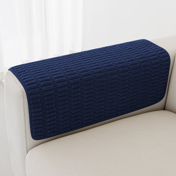 Zhuge Set of 2 Non-Slip Sofa Armrest Covers, 20x20 Inch Navy Blue Couch Arm Slipcovers, Furniture Protector for Armchair and Sofa