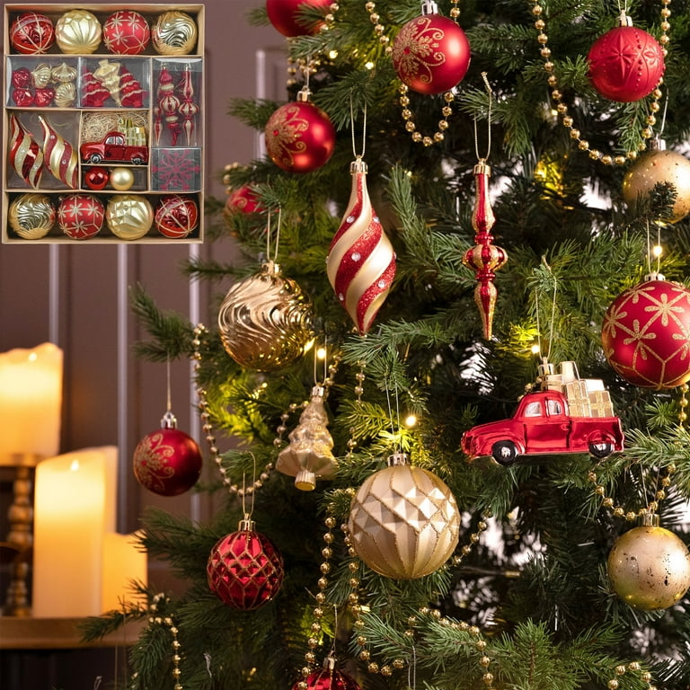 Valery Madelyn 60ct Luxury Red Gold Shatterproof Christmas Ball