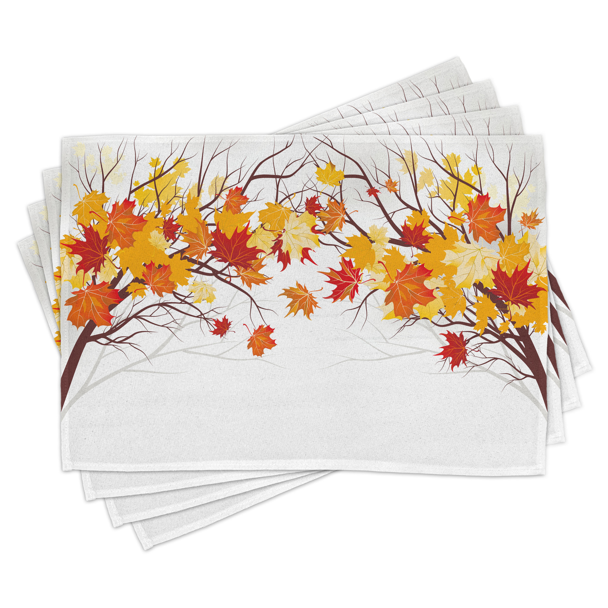 Fall Place Mats Set of 4, Image of Canadian Maple Tree Leaves in Autumn