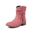 thumbnail image 6 of Viluyesy Womens Mid Calf Boots, Trendy Tassel Chunky Heels Round Toe Fall Winter Western Suede Boots Pink, 6 of 8
