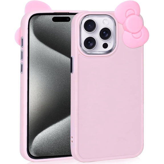 Compatible with iPhone 13 Pro Max Case, Cute 3D Bowknot Design Soft Silicone Shockproof Cover for iPhone 13 Pro Max 6.7" 2021 Pink