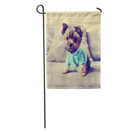 LADDKE Dog Cute Yorkie in Toned Retro Vintage Pet Overlay Baby Best Puppy Garden Flag Decorative Flag House Banner 12x18