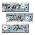 thumbnail image 1 of 3 piezas de letreros rústicos de madera para colgar en la pared, decoración de pared con margaritas y flores. Azul Blanco, 1 of 9