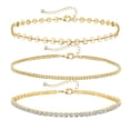 thumbnail image 3 of Women Golden Layered Bracelet Cuban Chain Anklet Snake Bone Chain Tennis Chain Summer Beach Bracelet Set, 3 of 6