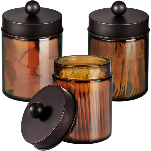 Frascos de boticario Komashr de vidrio ámbar Qtip Holder, 240 ml (paquete de 3)
