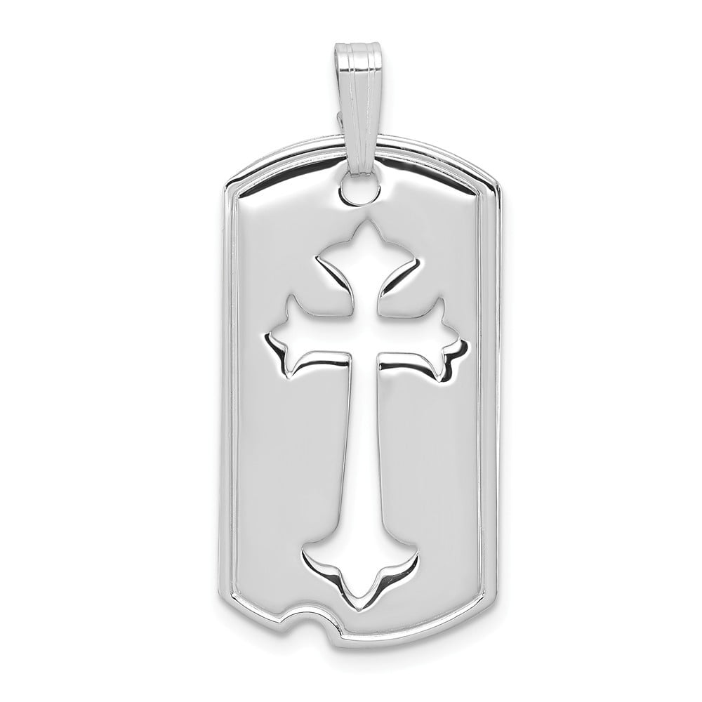 Jewelry 925 Sterling Silver Cut out Polished Dog Tag With Cut Out