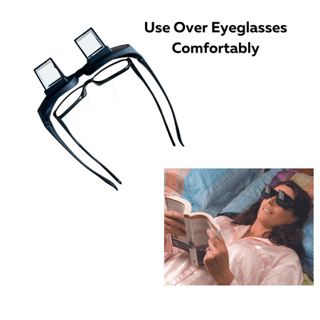 Evelots Bed Prism Glasses for Reading, Gaming or Watch TV While Lying Down Set of 2 90 Degree Pinhole Spectacles-Lazy Readers Mirror Periscope High Definition-Clear & Bright Image-Unisex