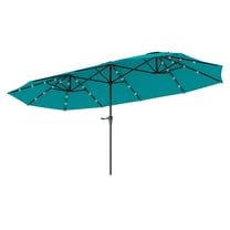 13ft Double-Sided Patio Umbrella with Solar Lights, Large Market Umbrella for Garden, Pool, Yard - Blue