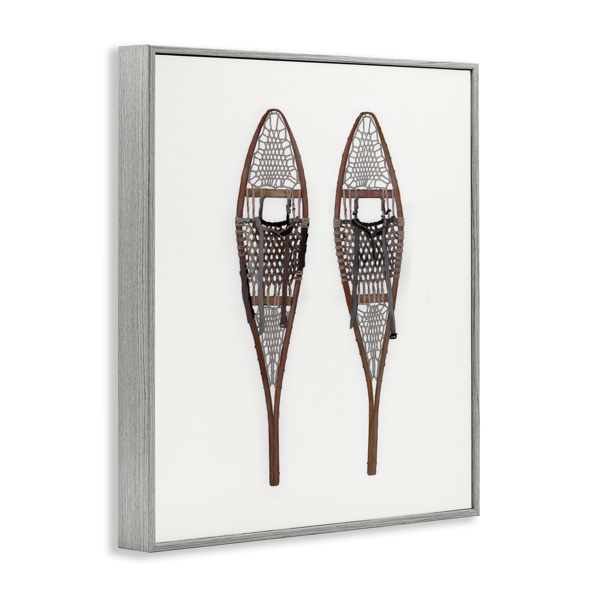 Stupell Industries Minimal Winter Snow Shoes Sports Painting Gray Framed Art Prints Wall Art, 16 x 20