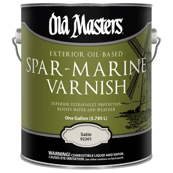 1 gal Old Masters 92301 Clear Spar-Marine Varnish Oil-Based Exterior Coating, Satin
