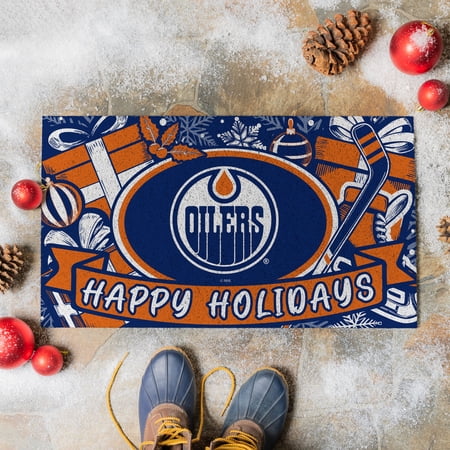 Edmonton Oilers 28 x 16 Happy Holidays Christmas Turf Door Mat