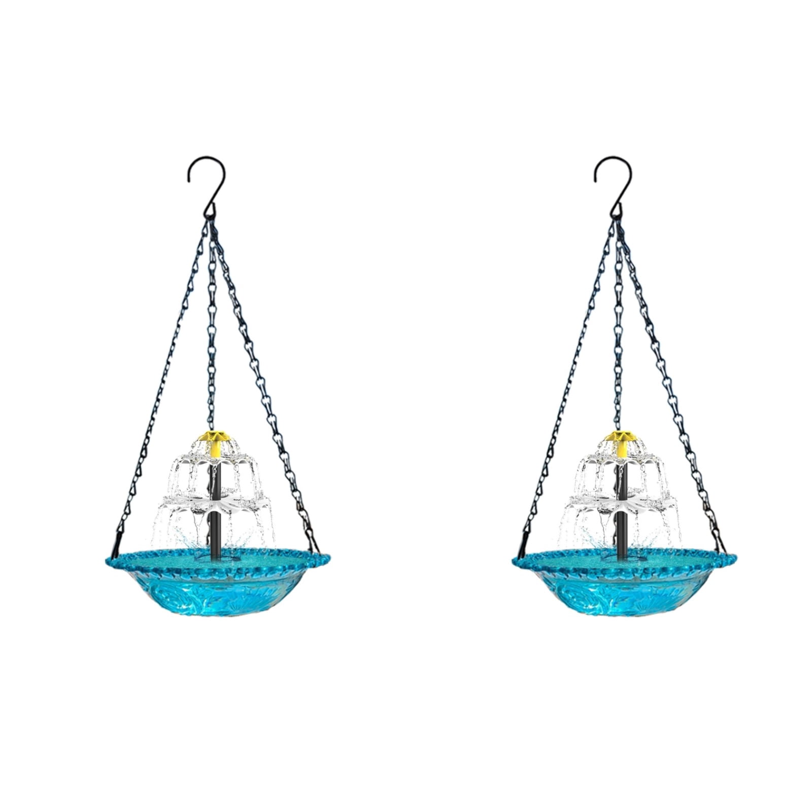 Hanging Solar Bird Bath Fountain 3 Layers, 9.25''W Bird Bath Bowl with Solar Powered Pump for Outdoor Garden Backyard Patio Lawn, Wildlife Feeder （2pc）