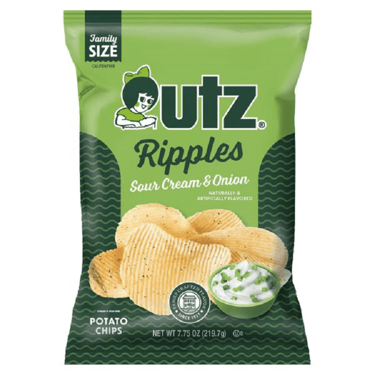 Utz Ripples Sour Cream & Onion Potato Chips, 4Pack 7.75 oz. Family