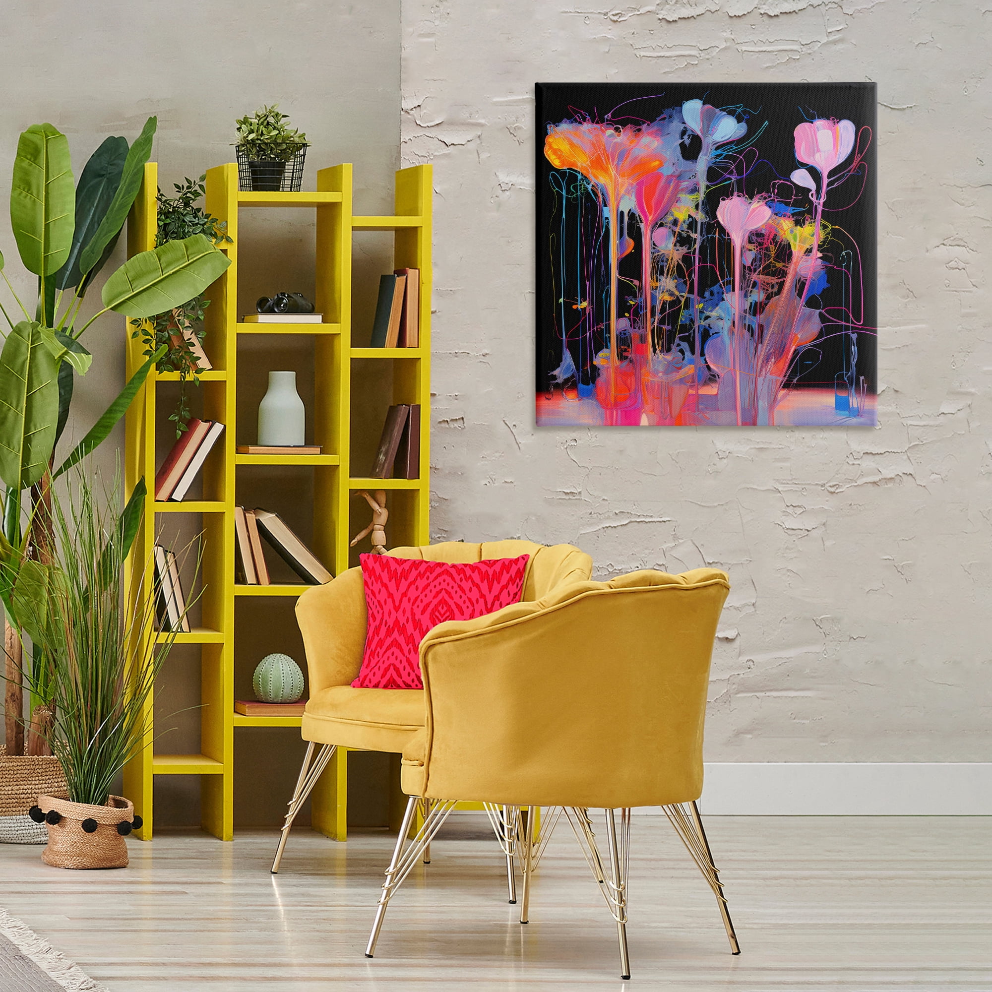 Stupell Industries Bold Otherworldly Blossoms Abstract Painting Wrapped Canvas Art Print Wall Art, 30 x 30