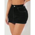 thumbnail image 6 of Coffee Brown High-Waisted Bodycon Denim Mini Skirt With Front Pocket, 6 of 27