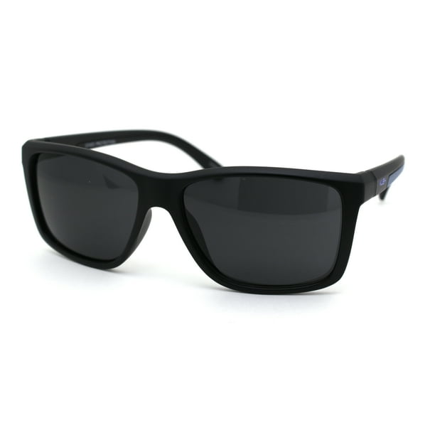 Kush Mens Black Lens Classic 90s Sport Horn Sunglasses Matte Black Blue