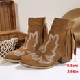 thumbnail image 4 of Brown Womens Round Toe Boots With Side Zipper And High Heel For Winter Wear And Daily Use, 4 of 9