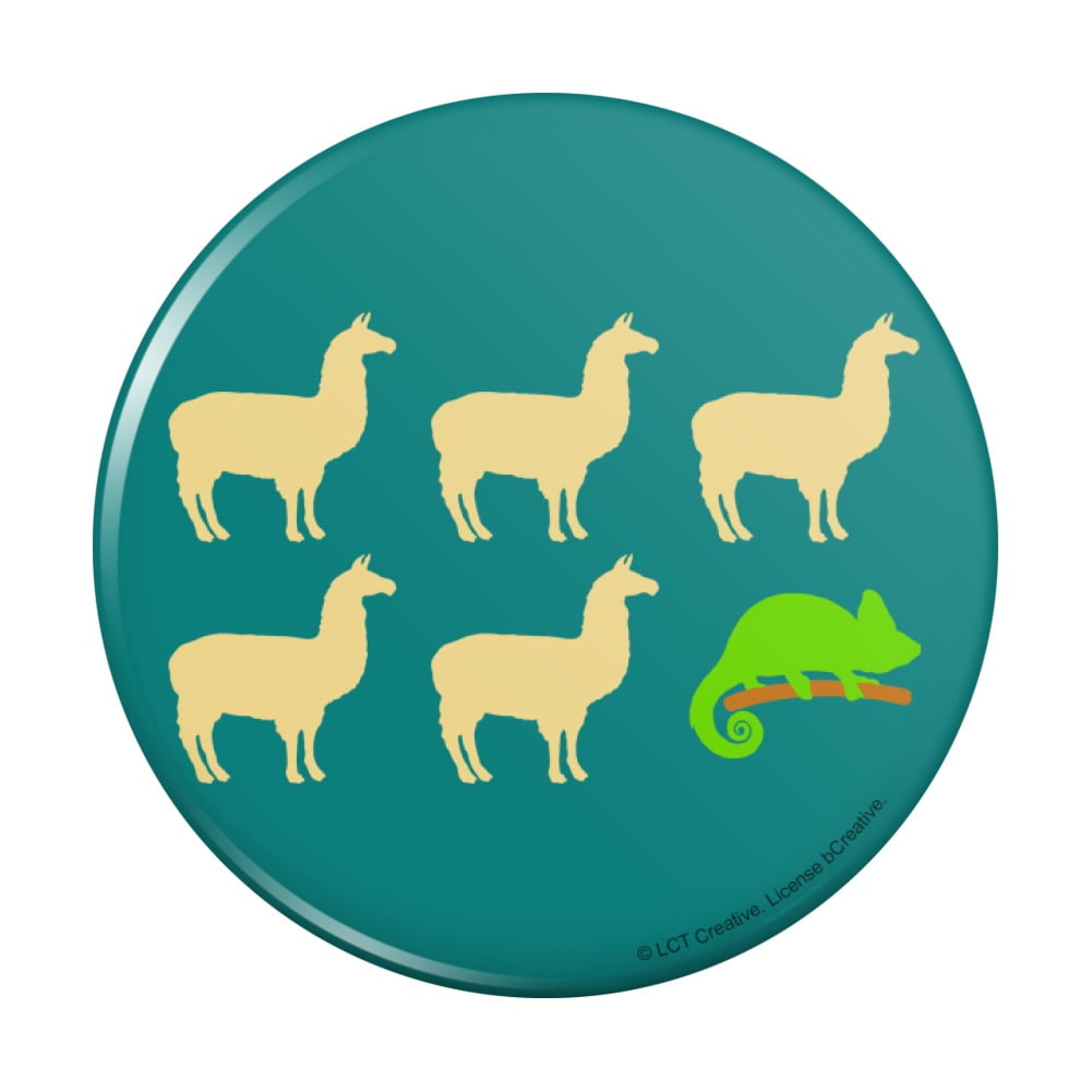 Llama Chameleon Funny Humor Pinback Button Pin 