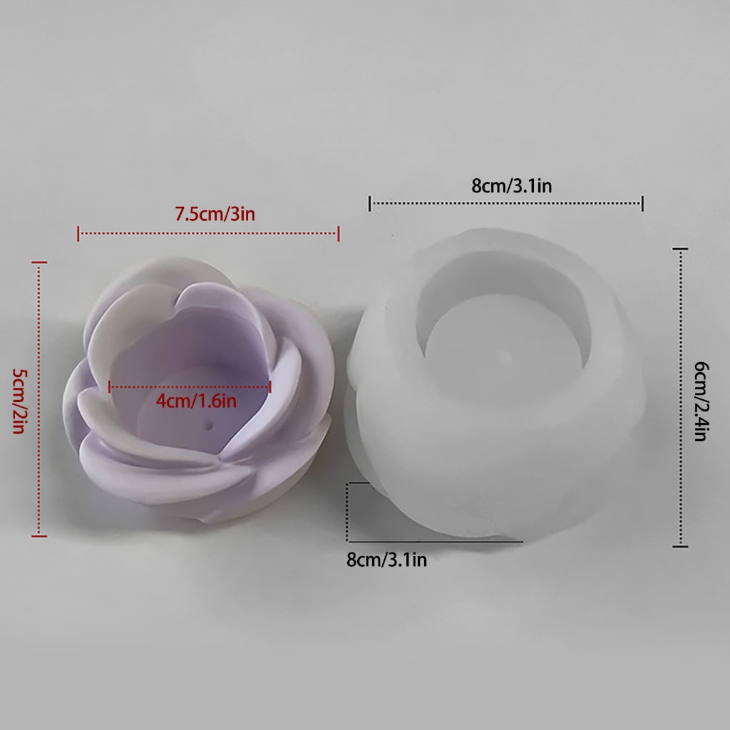 FENOHREFE 3D Rose Candlestick Silicone Mold Candle Holder Mould Flower Shaped Candle Base Molds Ornaments Home Decorations