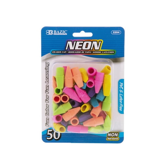 Bazic Products 2204 Neon Eraser Top (50/Pack)-Pack of 72