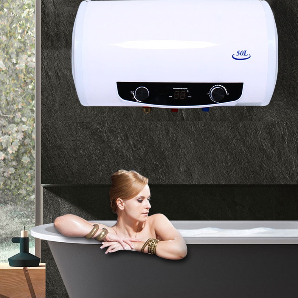 1500W Electric Hot Water Heater, White, 35L/9.25gal Wall-mounted Warmer Heat Tank for Bathroom Shower House 110V