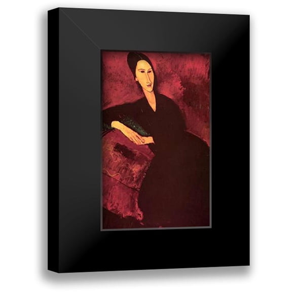 Modigliani, Amedeo 10x14 Black Modern Framed Museum Art Print Titled - Madame Zborowski On A Sofa