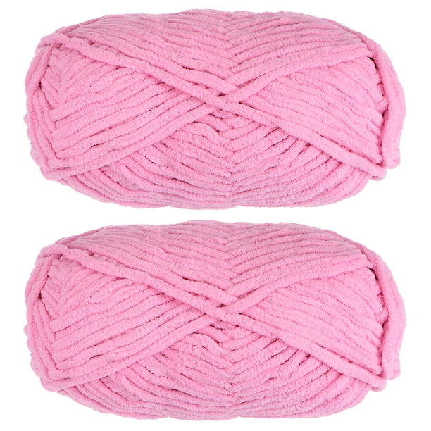 2Madejas Chenilla Hilo Terciopelo Manta Hilo 2x100g/7.1oz 6 Súper Voluminoso Poliéster Suave Tejido para Ganchillo Tejedura Bolsos Bufanda Sombrero, Oscuro Rosa